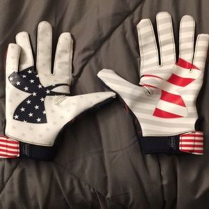 Football wide receiver catching gloves.